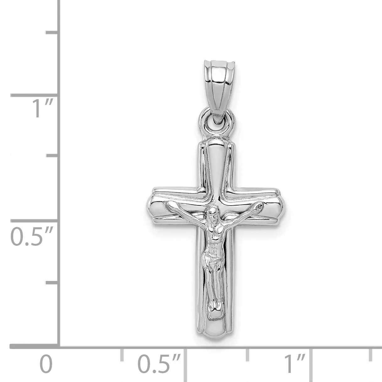 Silver Rhodium Polished Latin Crucifix Pendant