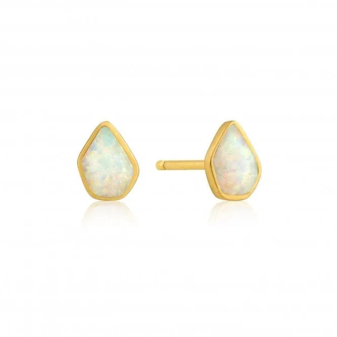 Silver Shiny Gold Plated Opal Colour Stud Earrings E014-03G