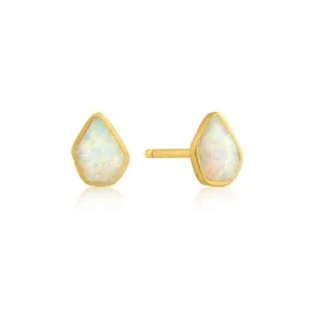 Silver Shiny Gold Plated Opal Colour Stud Earrings E014-03G