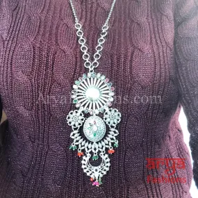 Siya Oxidized Silver Designer Pendant Necklace