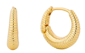 SJE310285 14K Dipped Ridged Huggie Hoop Earrings