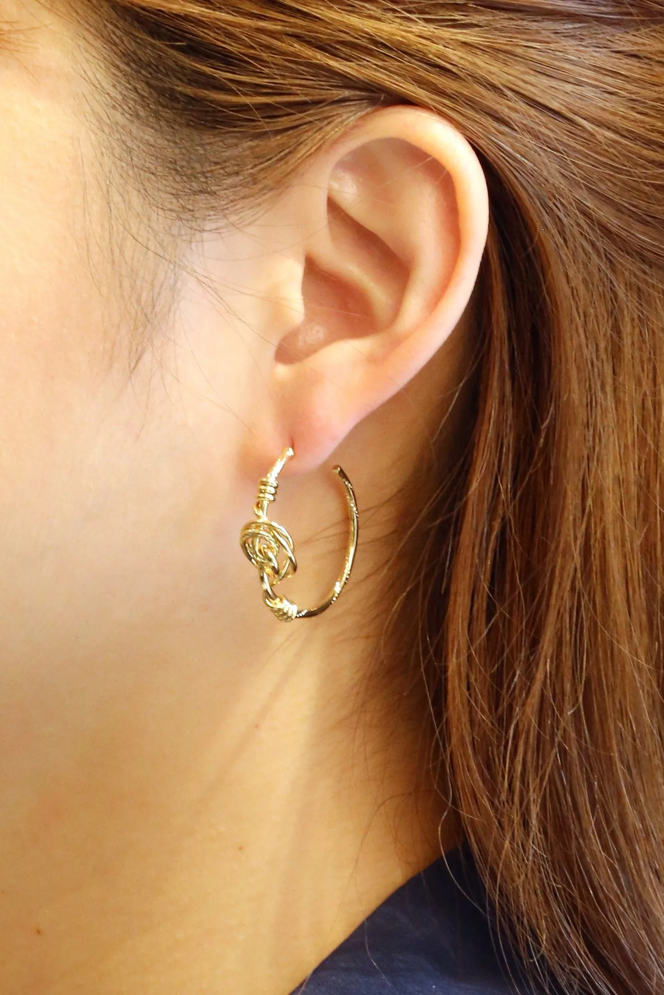 SJE310438 14K Dipped Knot Post Hoop Earrings