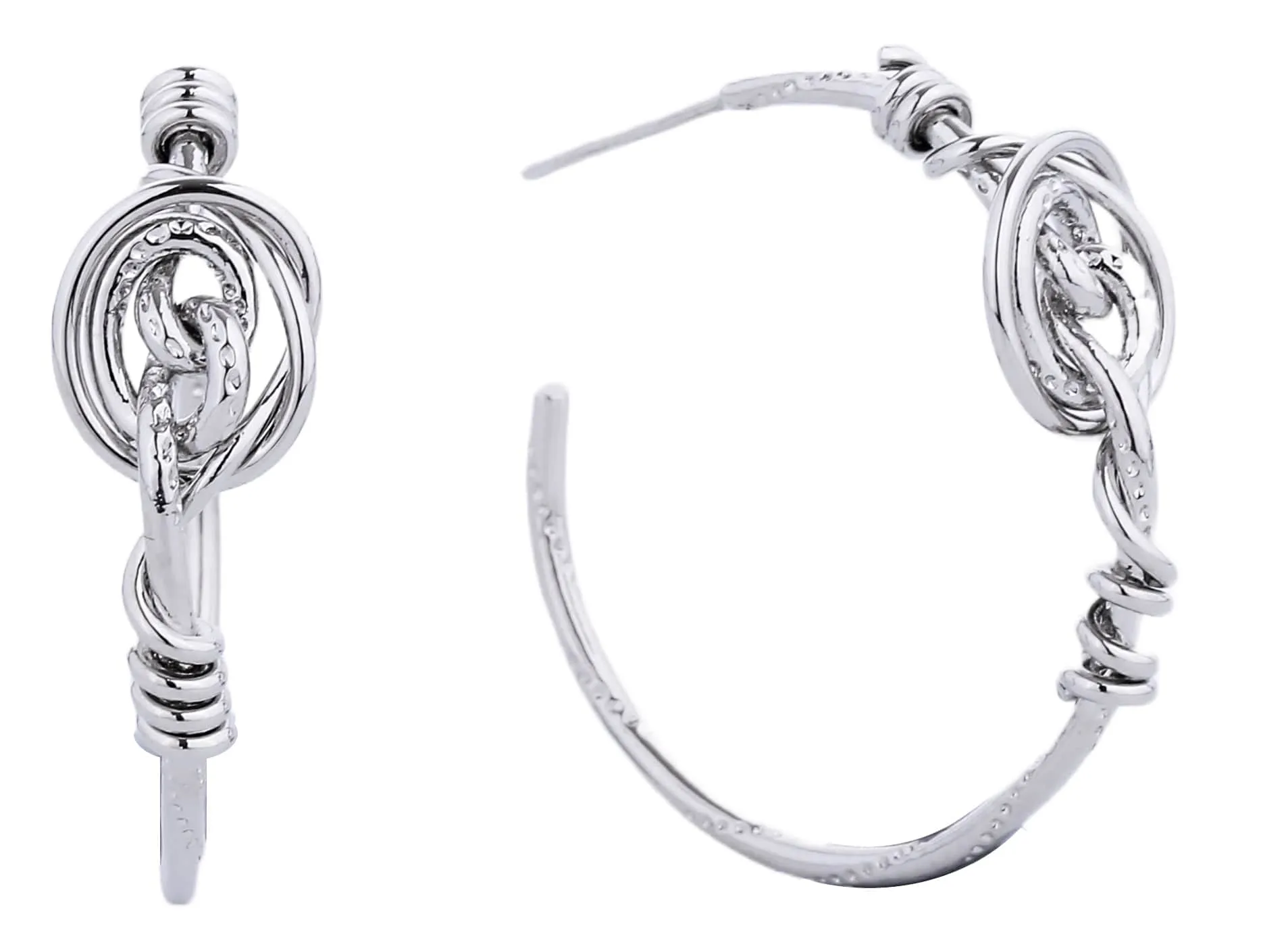 SJE310438 14K Dipped Knot Post Hoop Earrings