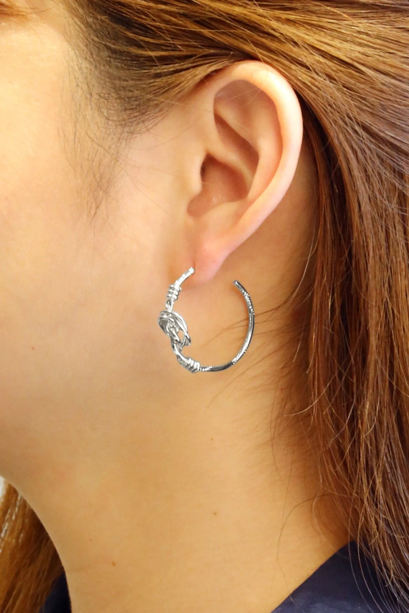 SJE310438 14K Dipped Knot Post Hoop Earrings