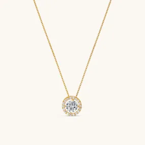 Solid Gold Crystal Sphere Necklace