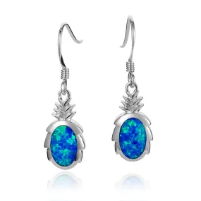 Sterling Silver Alamea Blue Opal Pineapple Dangle Earrings