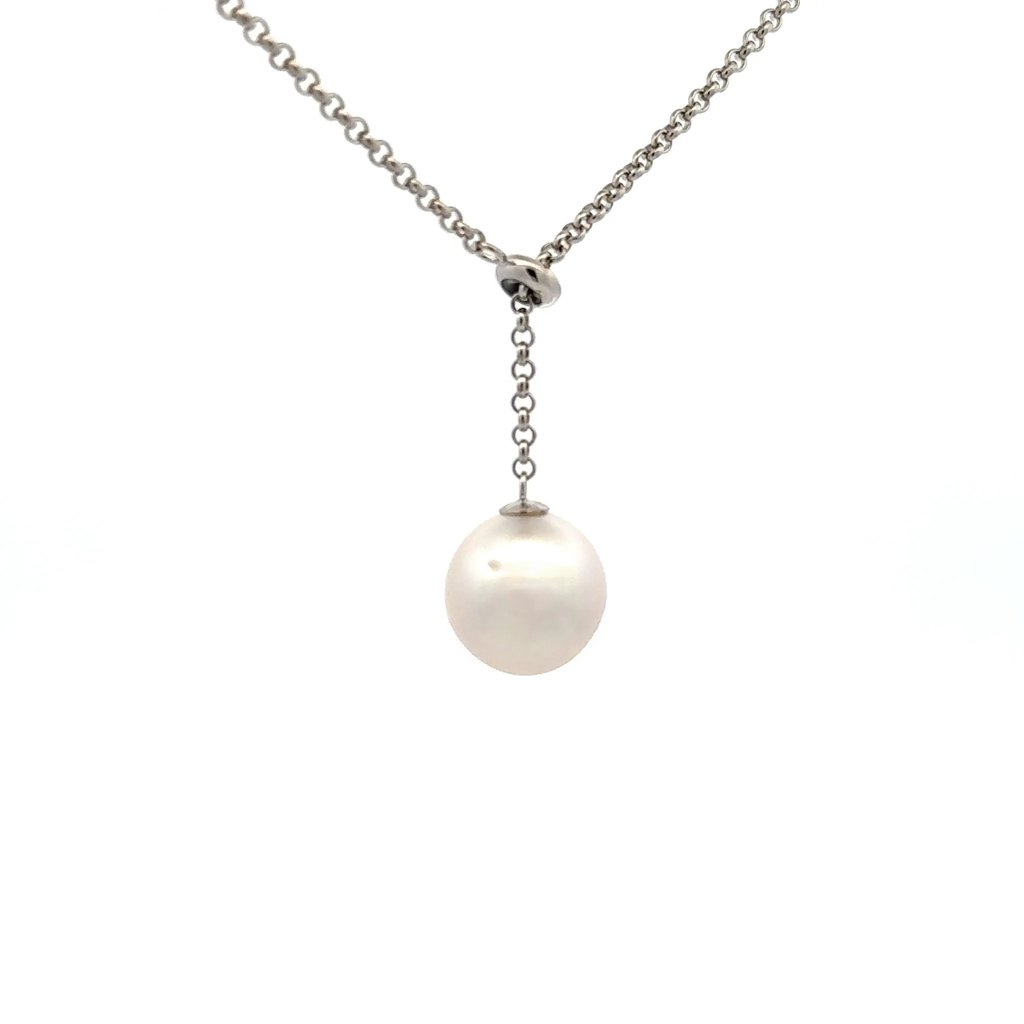 Sterling Silver Australian South Sea Cultured 12-13mm Pearl Adjustable Slider Necklace