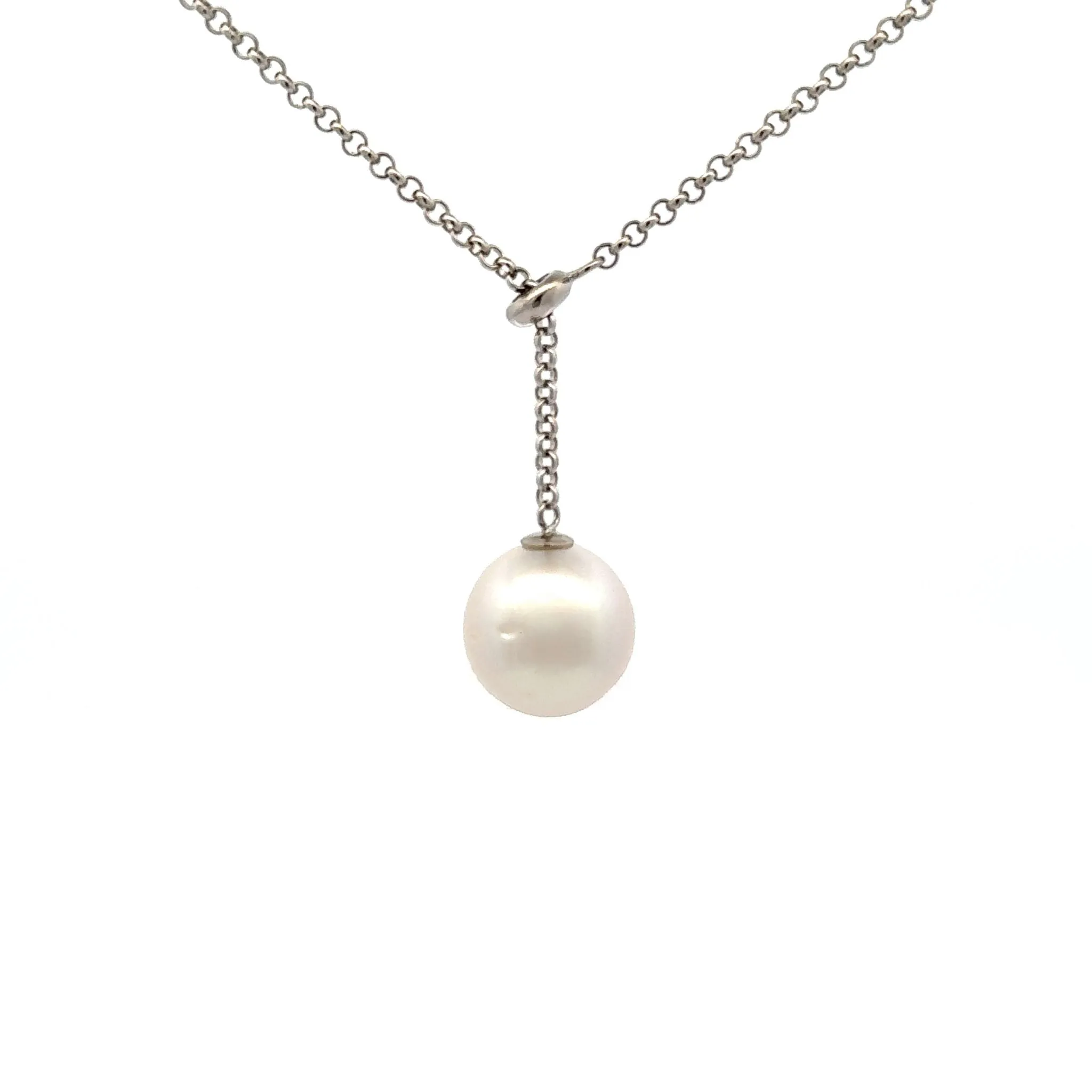 Sterling Silver Australian South Sea Cultured 12-13mm Pearl Adjustable Slider Necklace