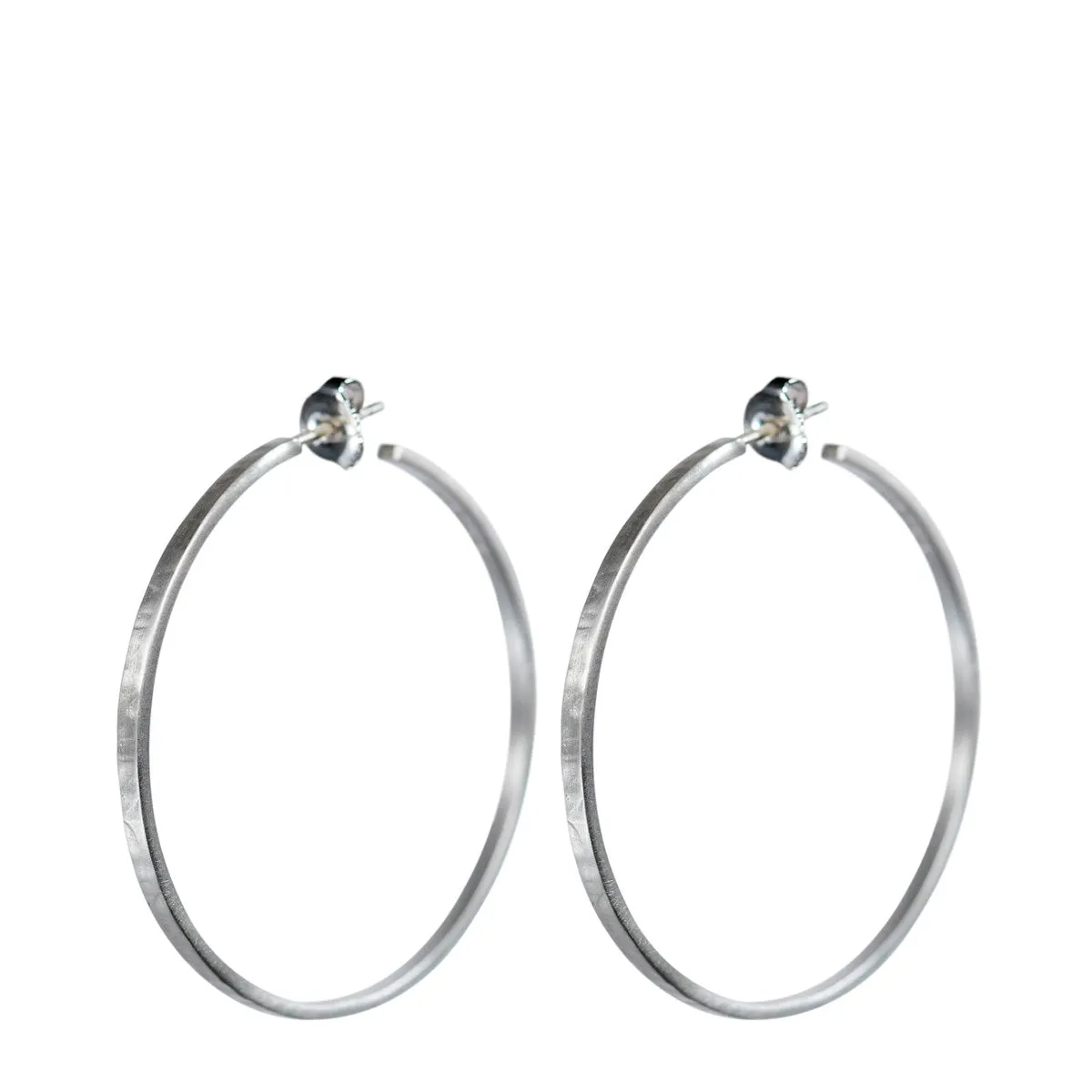 Sterling Silver Medium Flattened Hoop Earrings