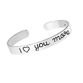 Sterling Silver "I Love You More" Message Bangle Bracelet For Women