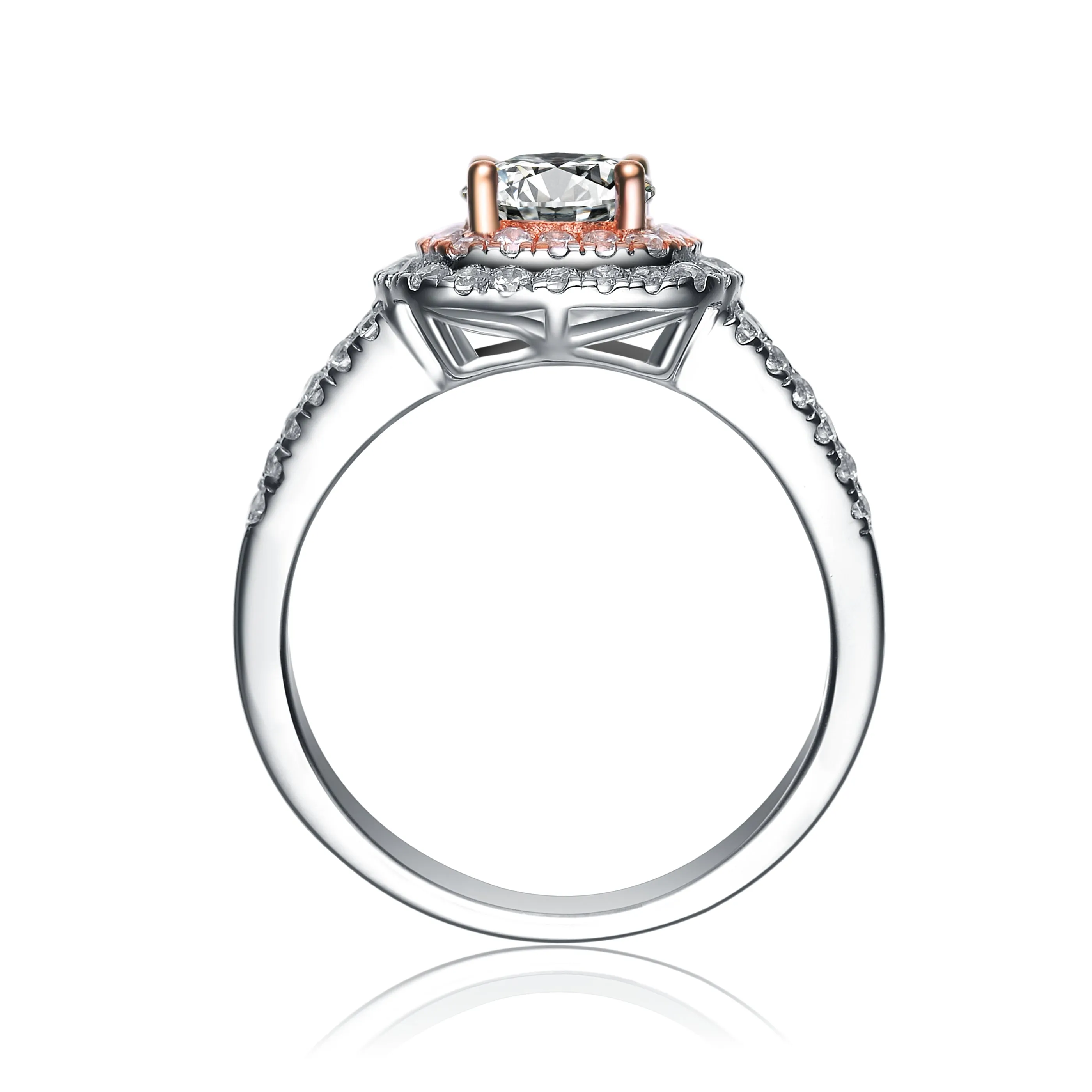 Sterling Silver Rose Gold Overlay Accent Cubic Zirconia Ring