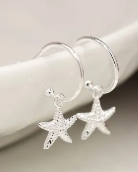 Sterling Silver Starfish Hoop Earrings