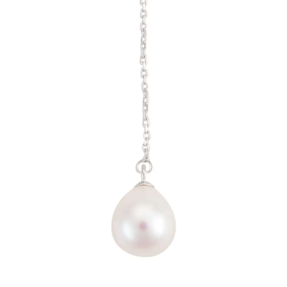 Teardrop pearl lariat on sterling