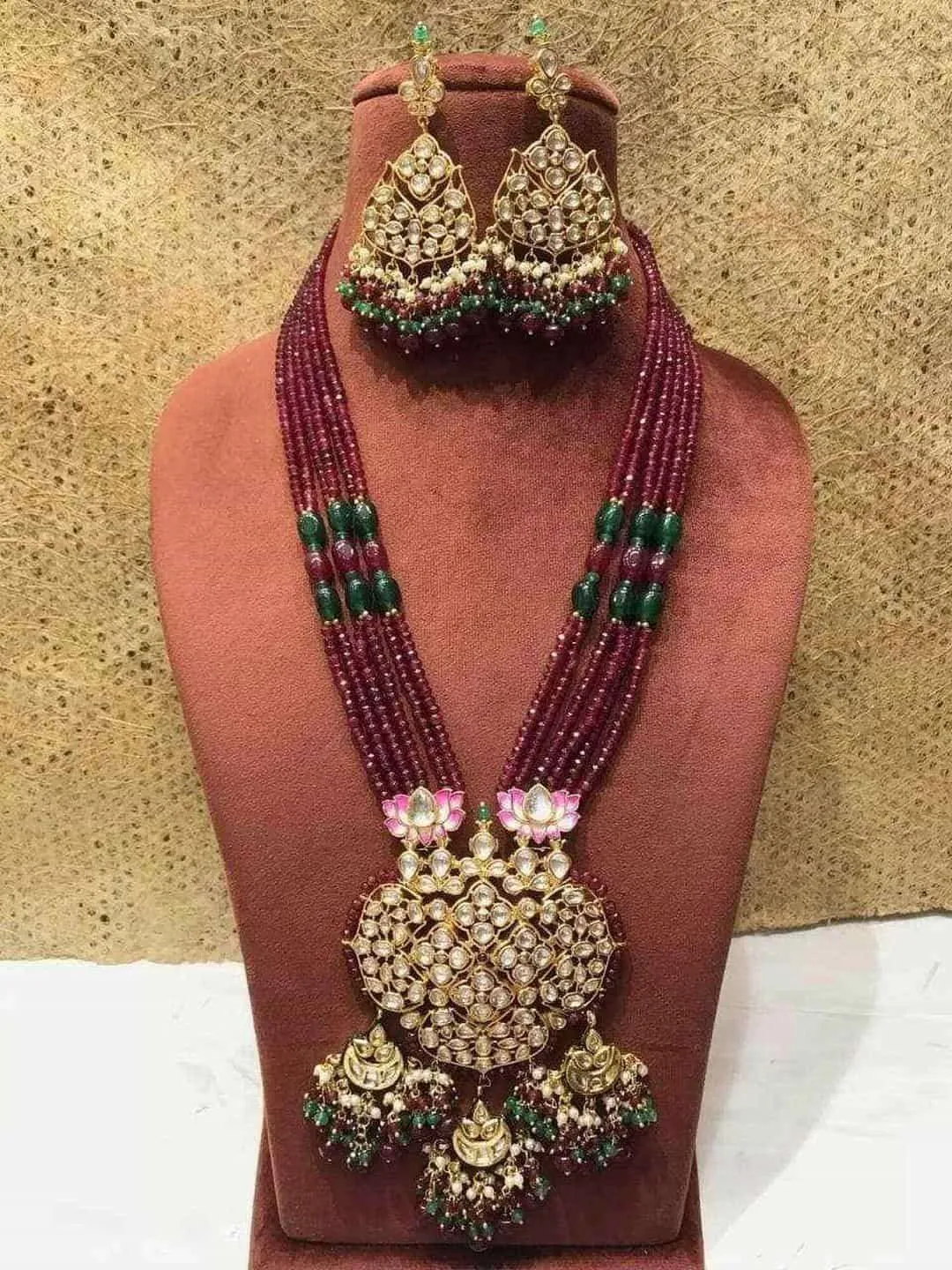 Three Chandbali Pendant Necklace