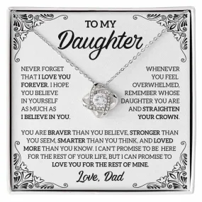 To My Daughter necklace, Gift From Dad, Daughter Gift, Daughter Necklace, Love Knot Necklace