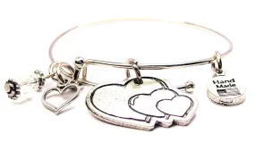 Triple Blank Hearts Expandable Bangle Bracelet