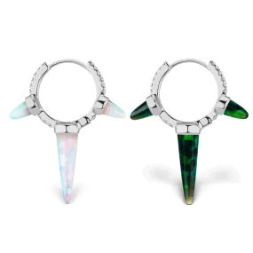 Triple Opal Diamond Spike Clicker Earring by Maria Tash in White Gold