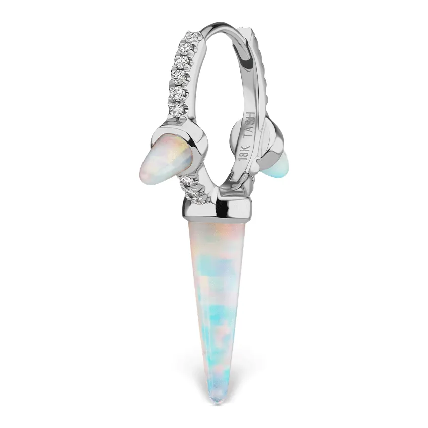 Triple Opal Diamond Spike Clicker Earring by Maria Tash in White Gold