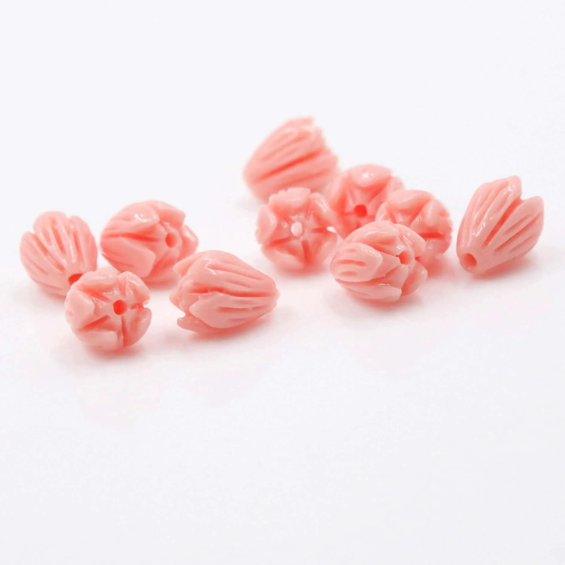 Tulip Beads Composite Coral Tulip Beads Flower Beads Resin Coral Pink Beads Pink Beads Orange Beads DIY Jewelry DIY Supplies SKU: 6143237