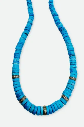 Turquoise Necklace Heishi Beads with 5 Diamond Spacer