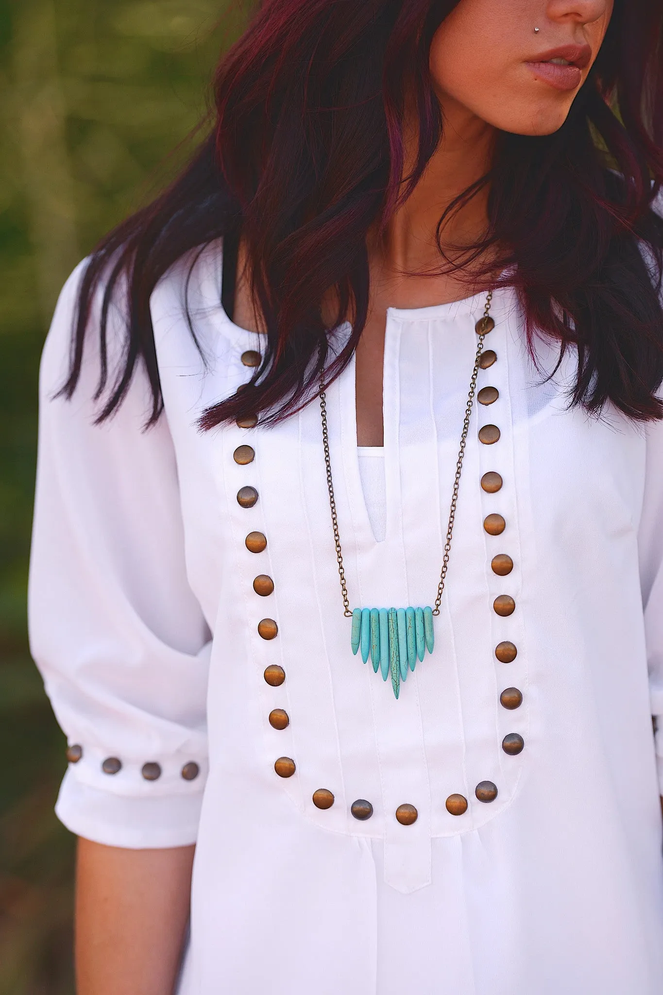 Turquoise Spikes Antique Necklace