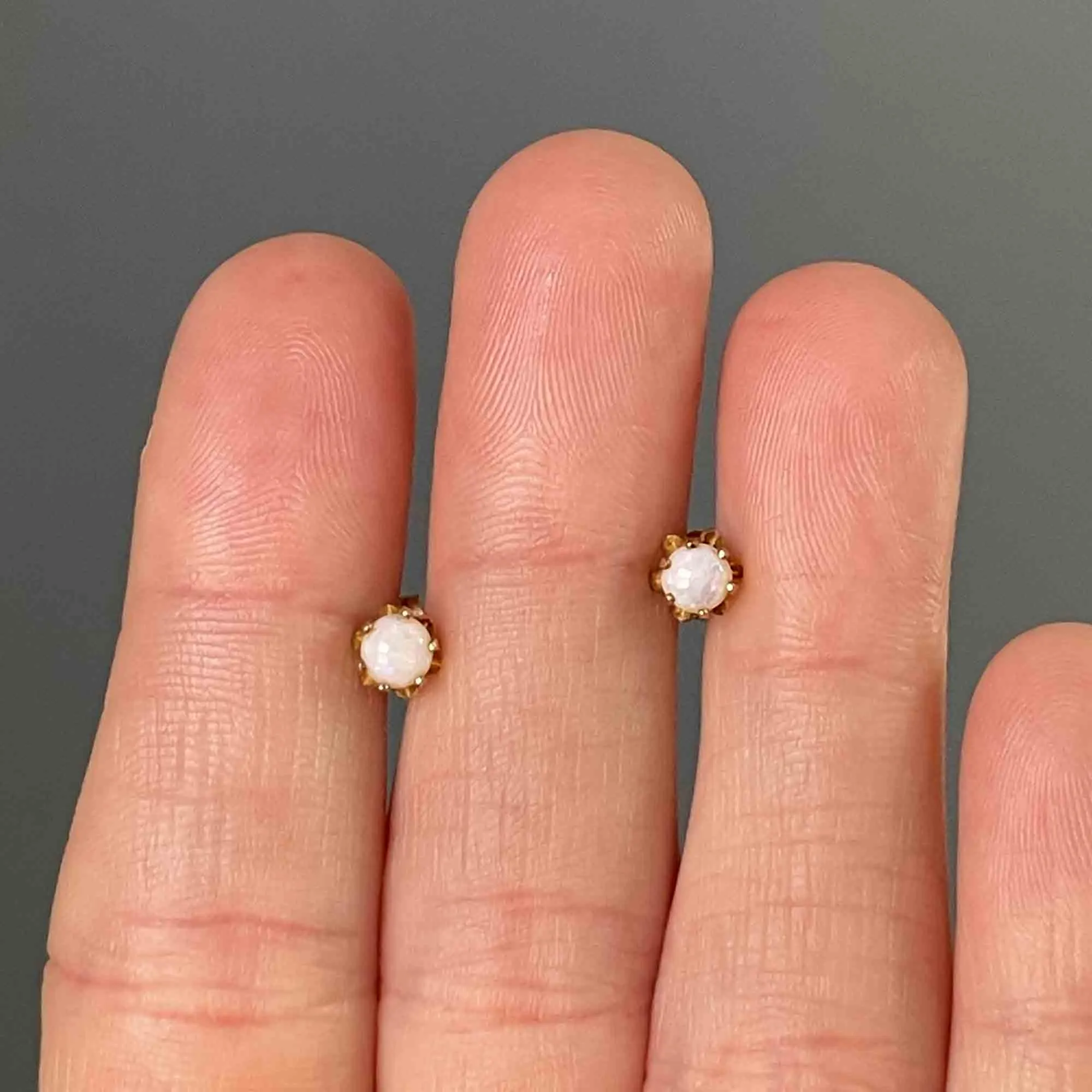 Vintage 14K Gold Buttercup Opal Stud Earrings