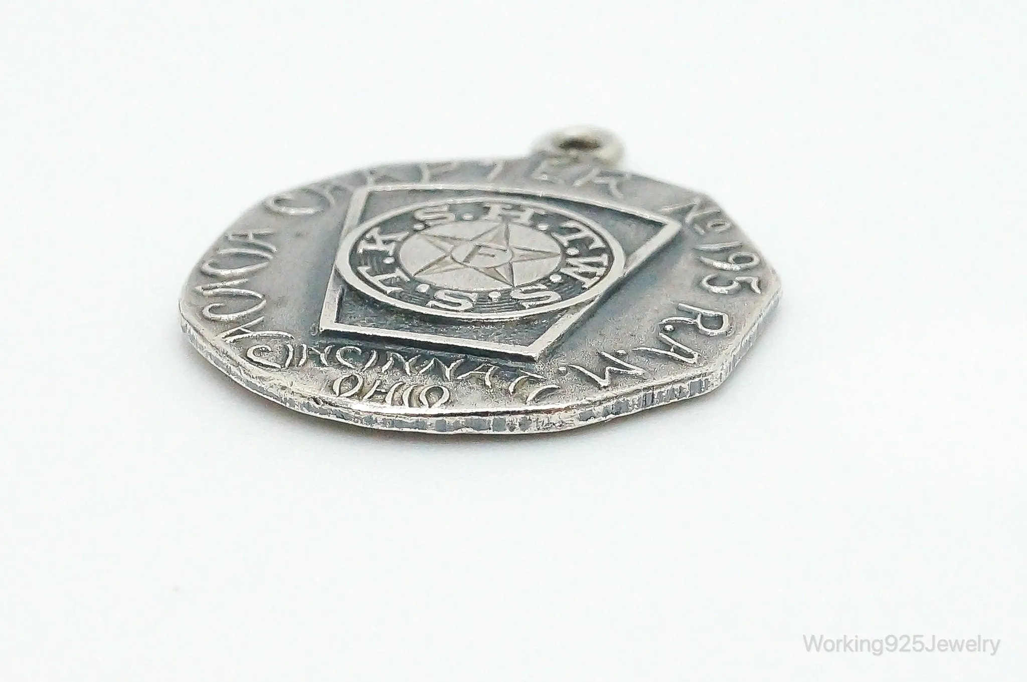 Vintage Acacia Chapter 195 Cincinnati Ohio Sterling Silver Medallion Pendant