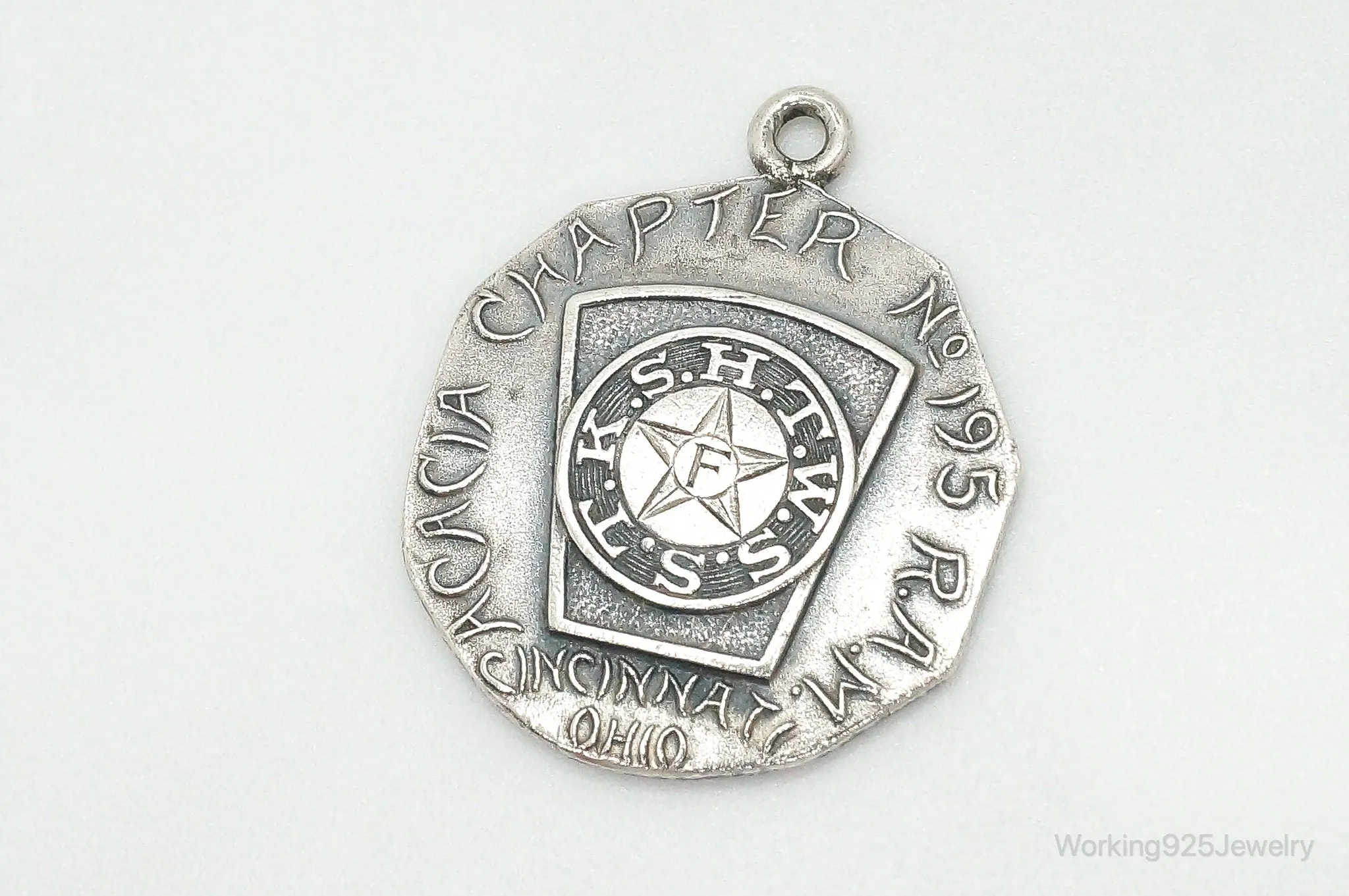 Vintage Acacia Chapter 195 Cincinnati Ohio Sterling Silver Medallion Pendant