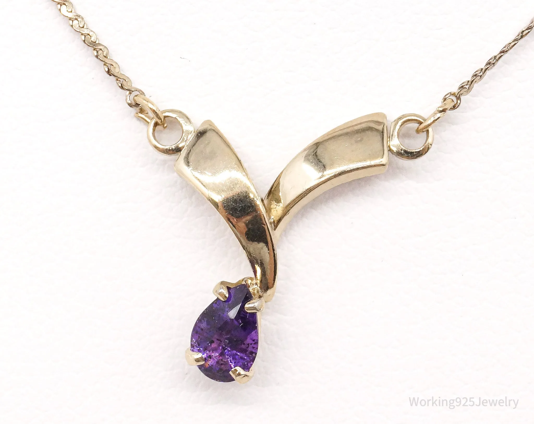 Vintage DEC Amethyst 14K Yellow Gold Filled Necklace 16"