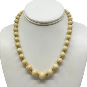 Vintage Gold Filled graduated angel skin coral bead necklace GM05