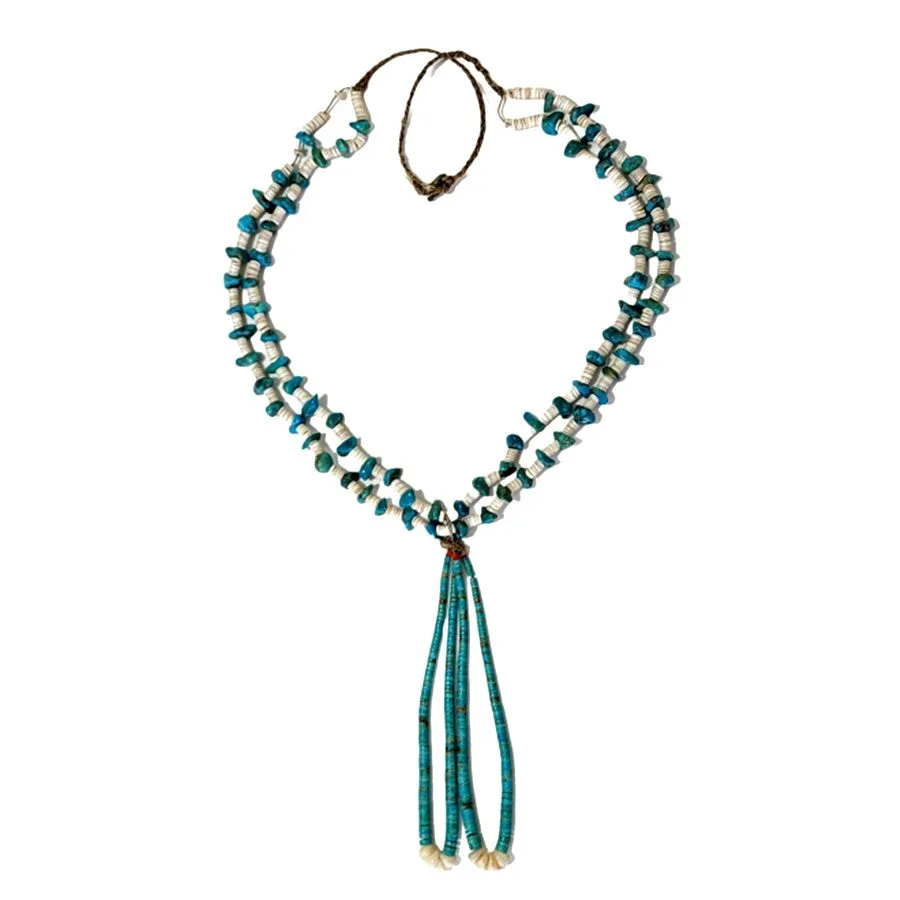 Vintage Kewa 1960s Turquoise Jacla Necklace - 32"