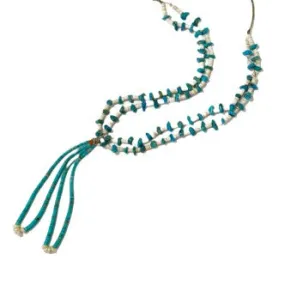 Vintage Kewa 1960s Turquoise Jacla Necklace - 32"