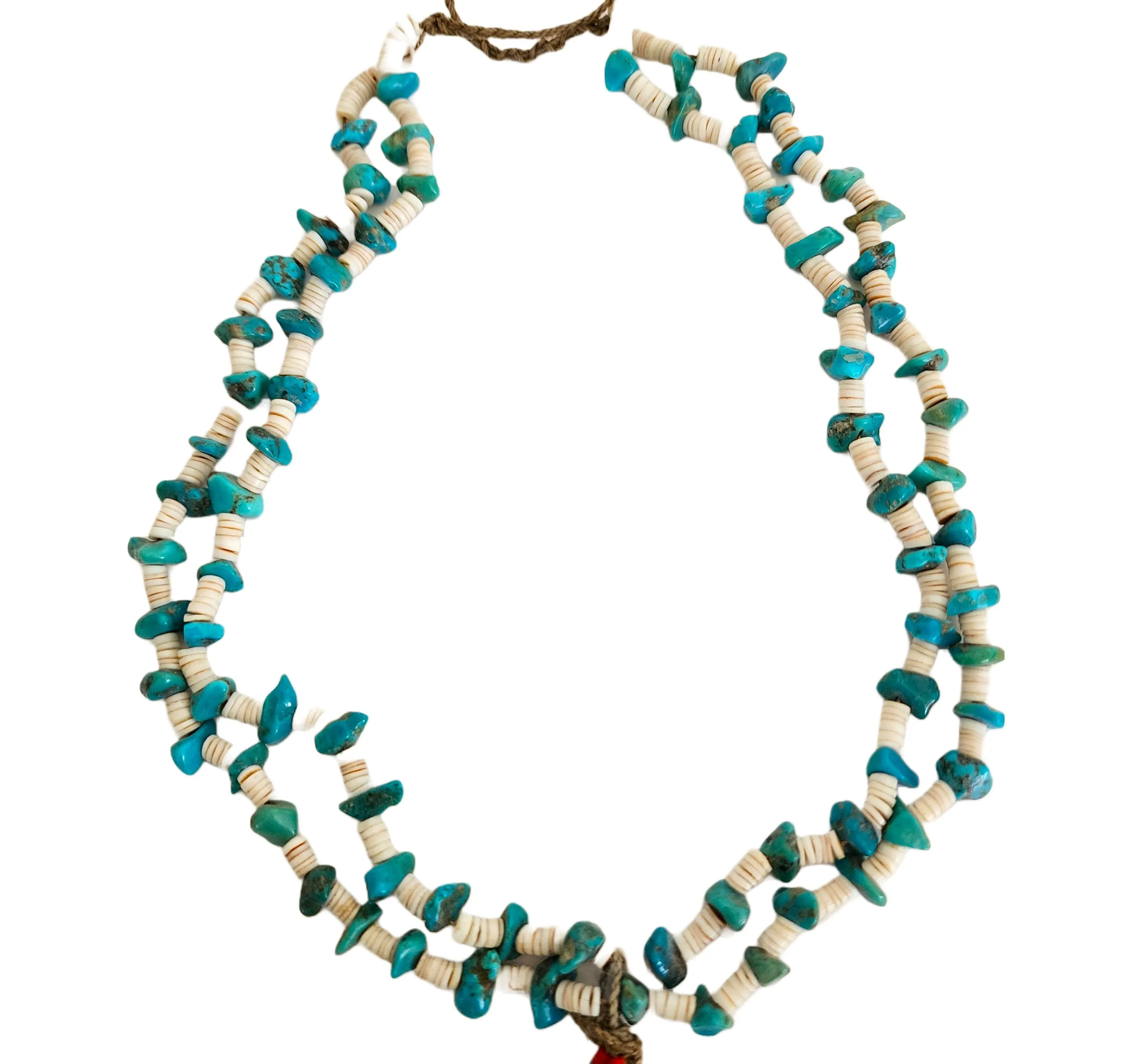 Vintage Kewa 1960s Turquoise Jacla Necklace - 32"