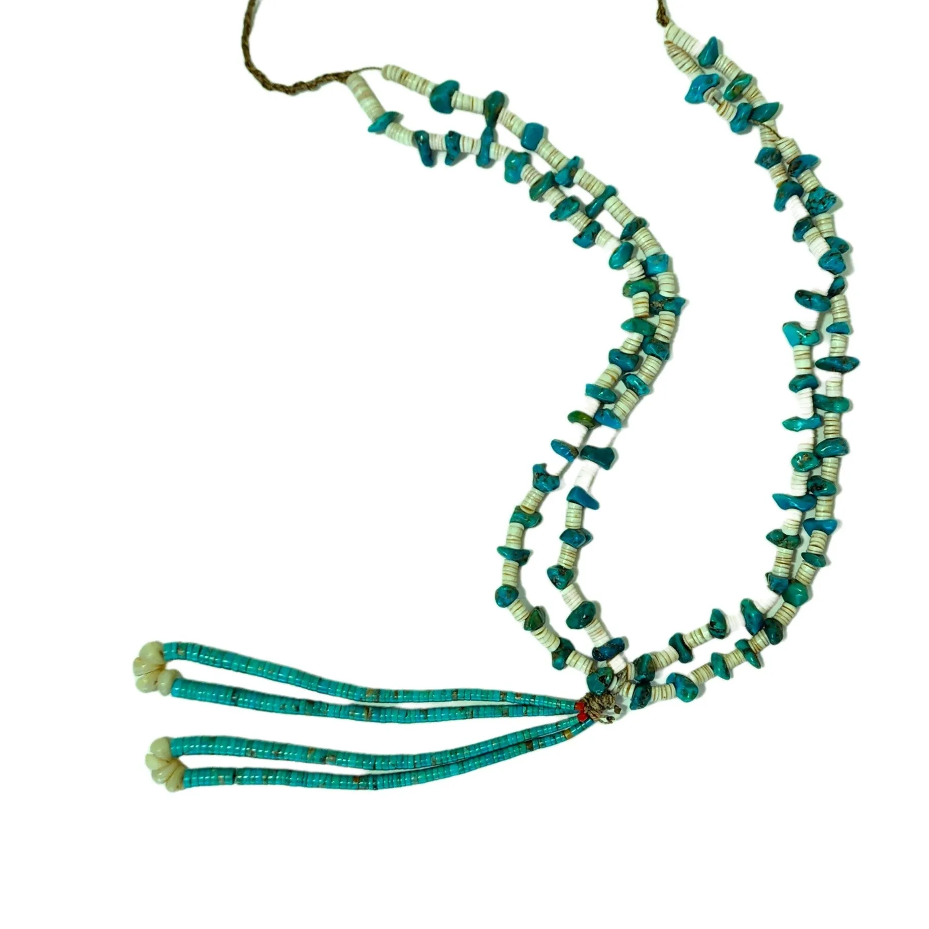 Vintage Kewa 1960s Turquoise Jacla Necklace - 32"