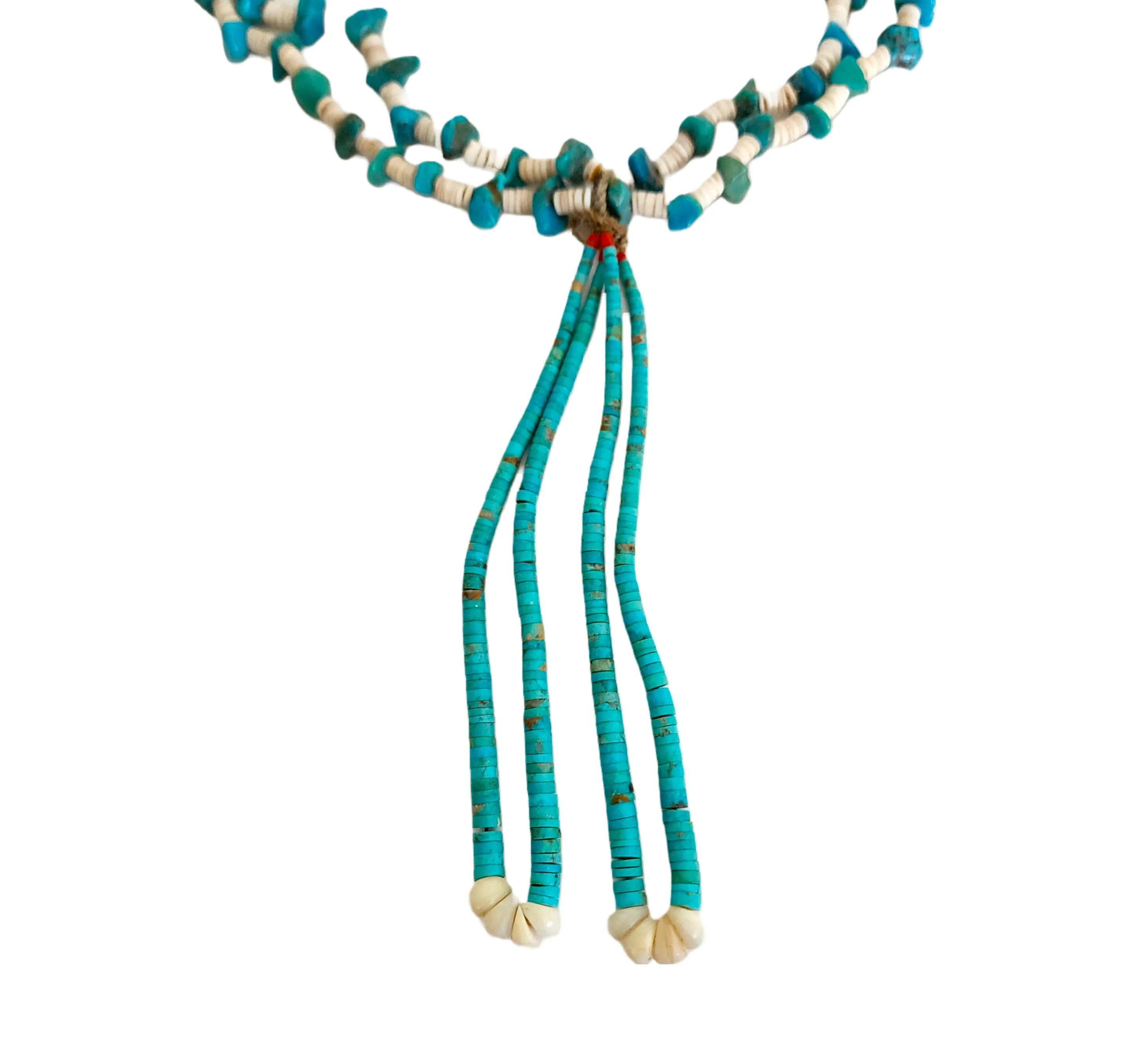 Vintage Kewa 1960s Turquoise Jacla Necklace - 32"