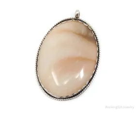 Vintage Large Agate Sterling Silver Necklace Pendant