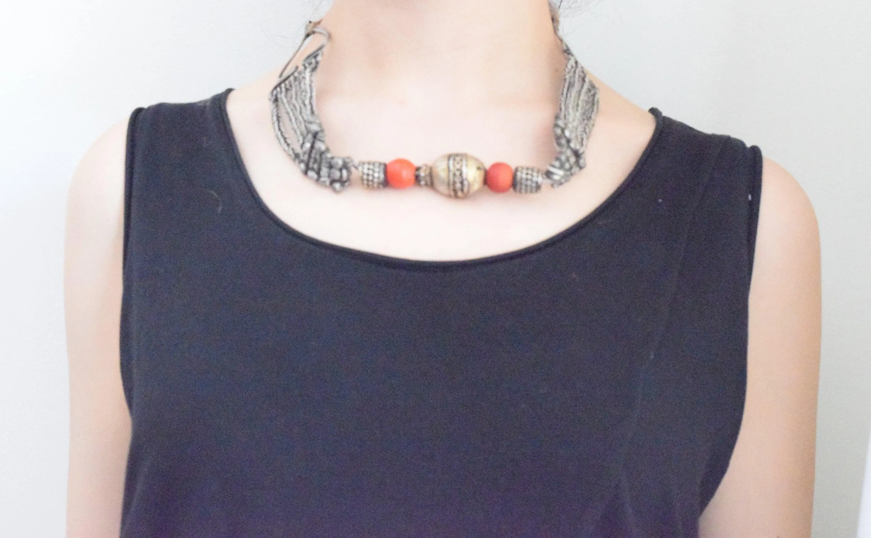 Vintage Silver Omani Makhnaq Choker Necklace