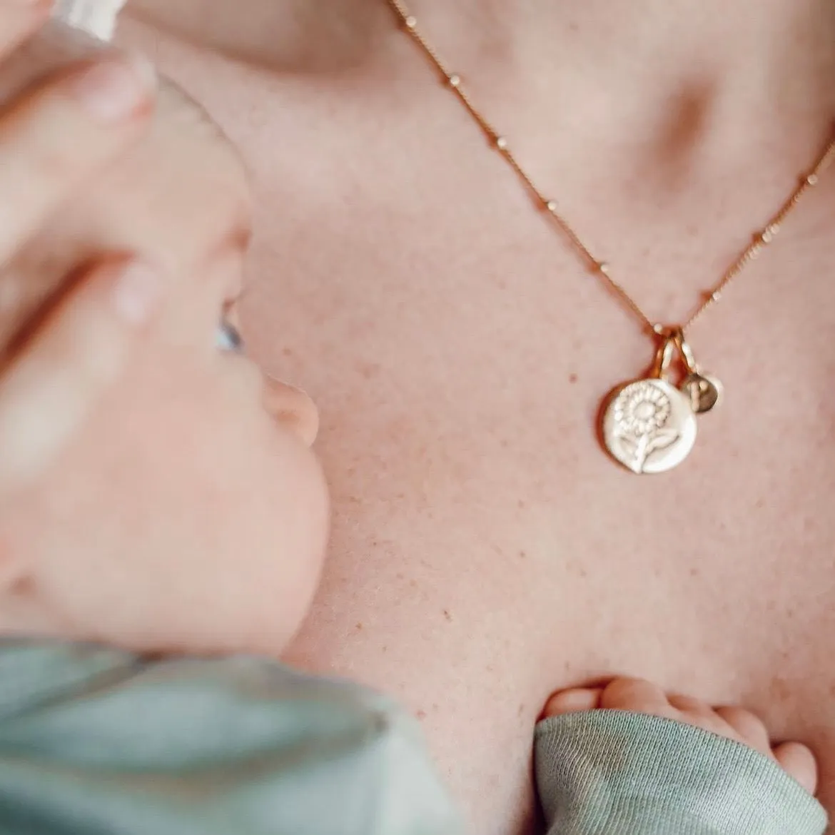 Violet Initial Necklace - February Flower