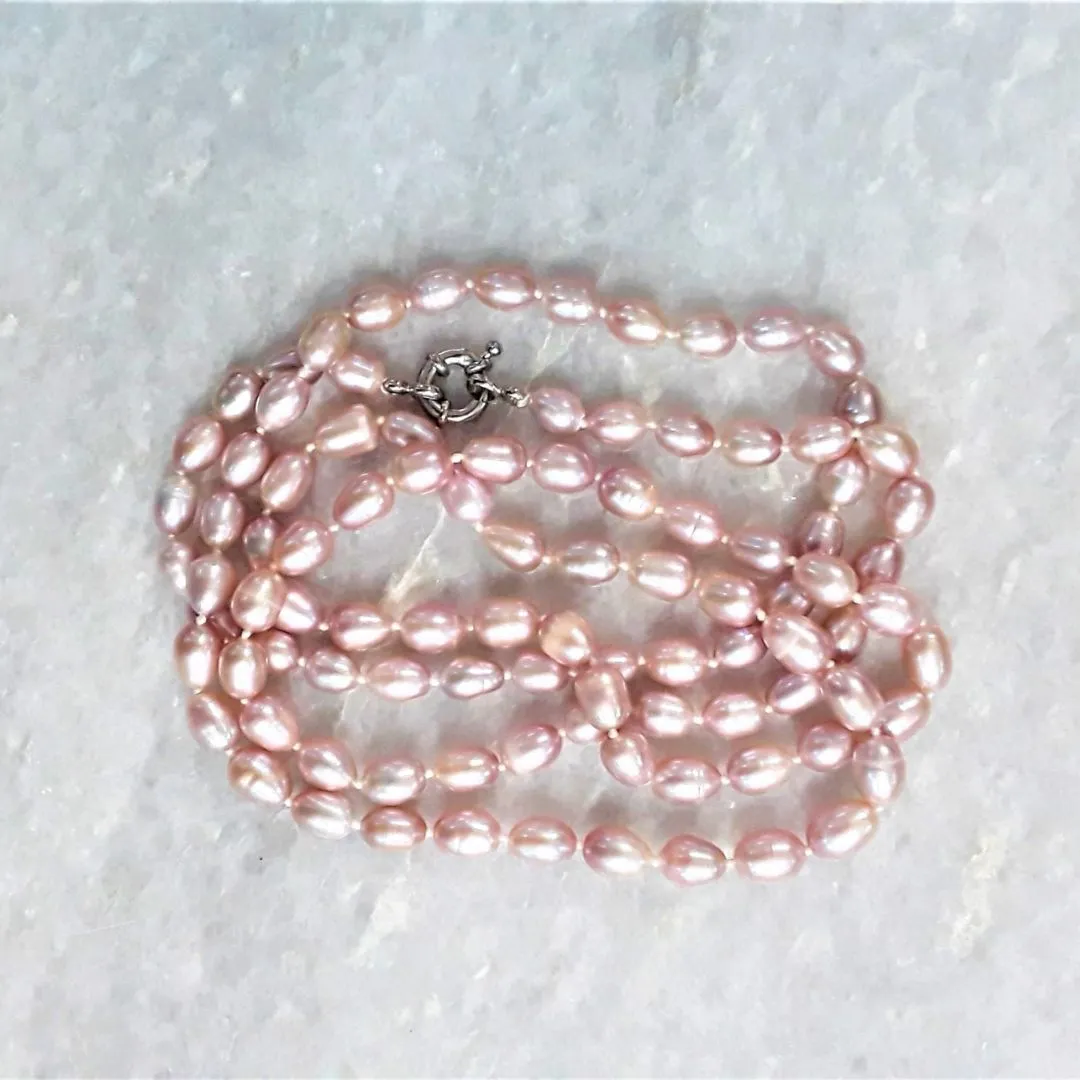 Violet Rice Shape Pearl Necklace