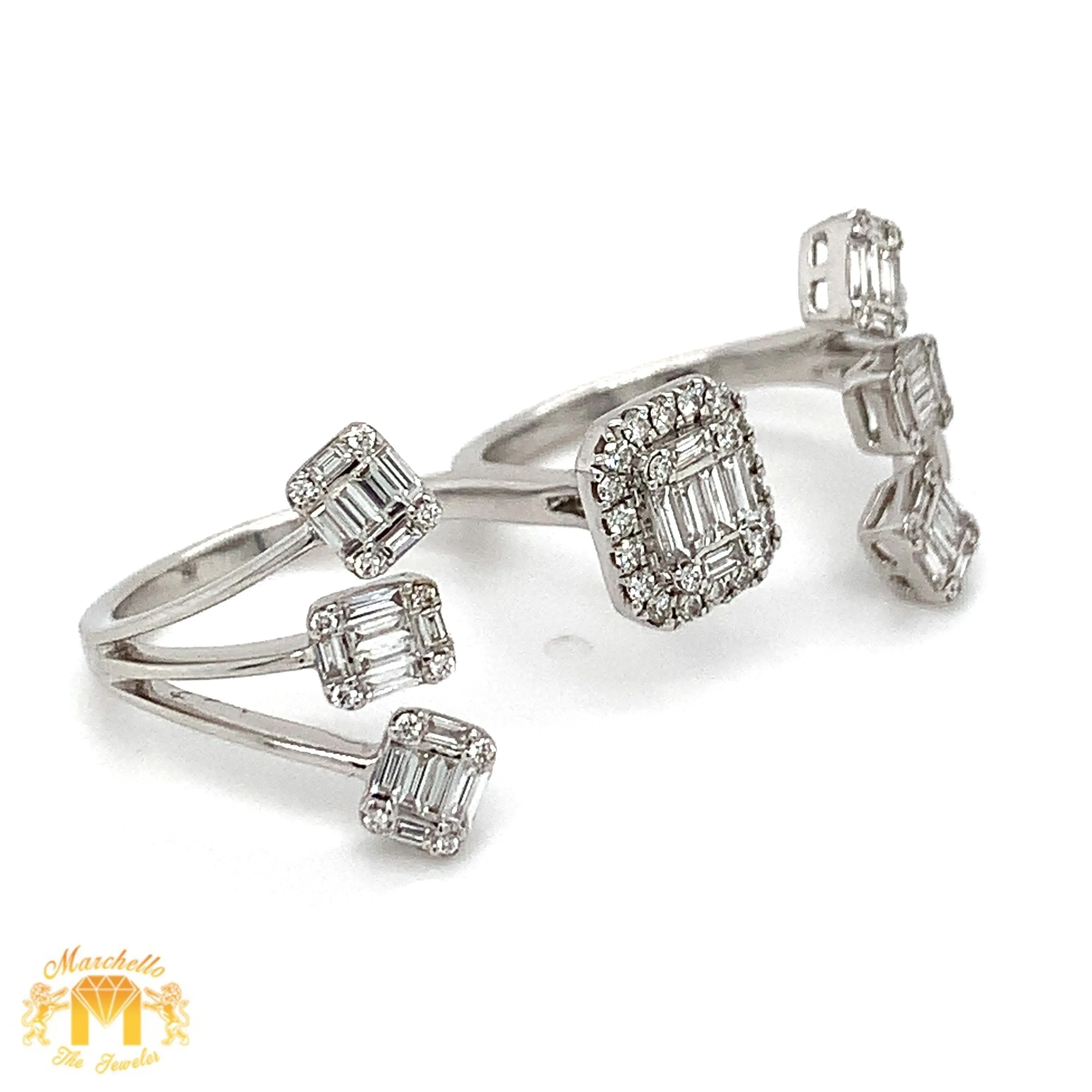 VVS/vs high clarity diamonds set in a 18k White Gold Ladies' Two-Finger Ring (VVS diamonds)