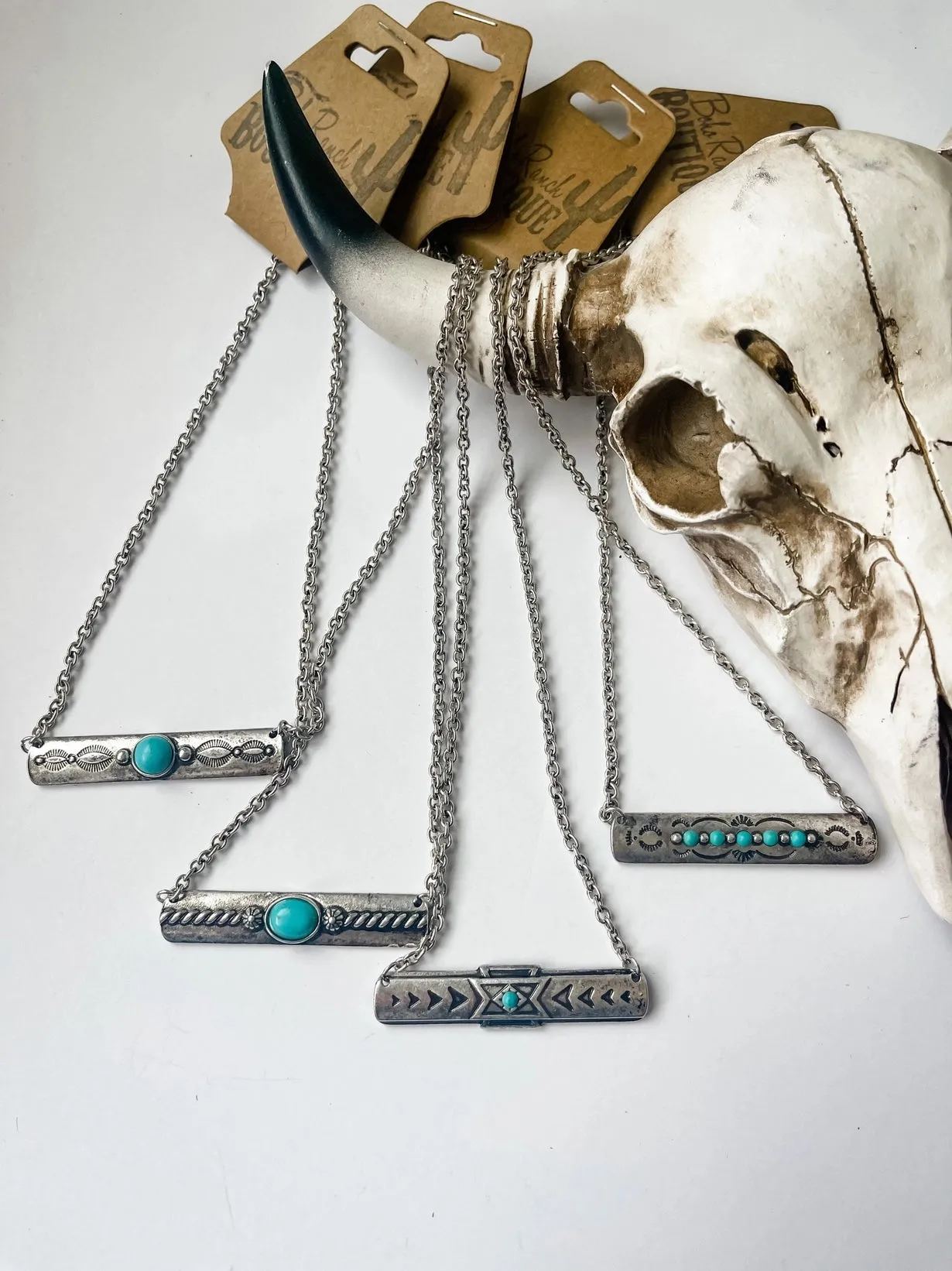 Western Aztec Metal Bar Necklace