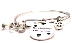 You Will Always Have My Heart Expandable Bangle Bracelet Set